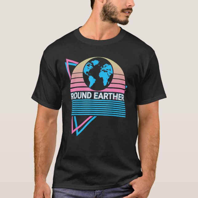 Flat Earth Flat Earthers Retro Round Earther T Shirt (Framsida)