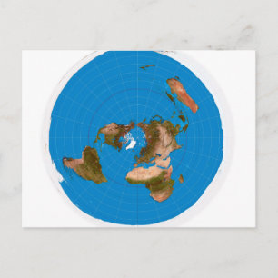 Flat Earth Karta - Azimuthal Equidistant Projectio Vykort