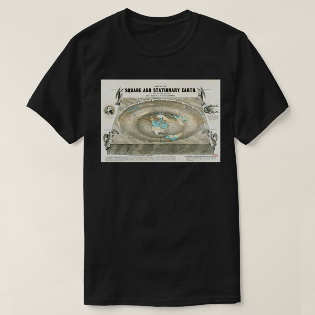 Flat Earth Karta Science Denial T Shirt (Design framsida)