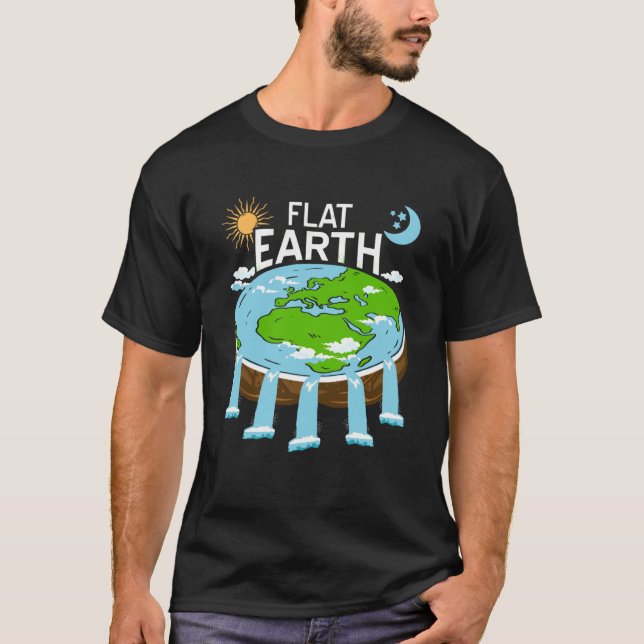 FLAT Earth Retro Flat Earther Designs Present T Shirt (Framsida)