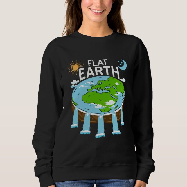 FLAT Earth Retro Flat Earther Designs Present T Shirt (Framsida)