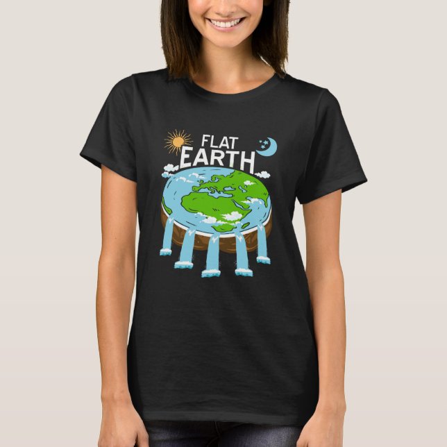 FLAT Earth Retro Flat Earther Designs Present T Shirt (Framsida)