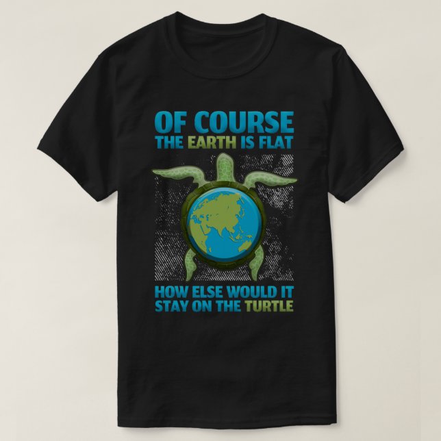 Flat Earth Society Design Turtle Elephants 5 T Shirt (Design framsida)