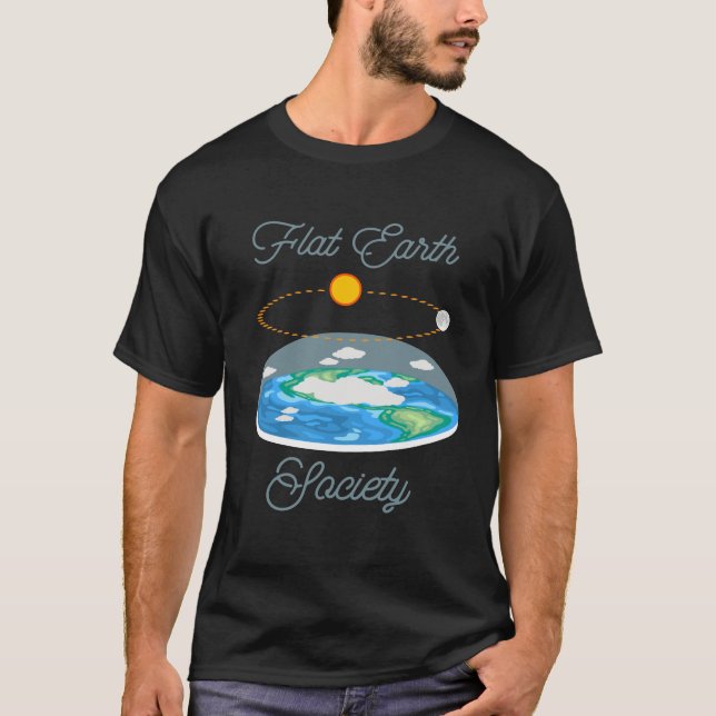 Flat Earth Sol Måne - Flat Earth Society T Shirt (Framsida)