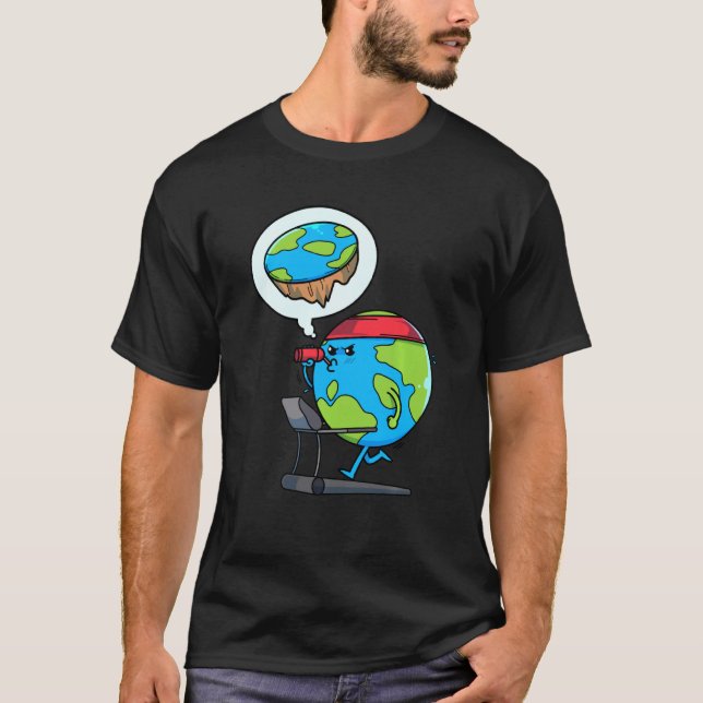 Flat Earth Workout Gym Fitness Earthers Conspiracy T Shirt (Framsida)