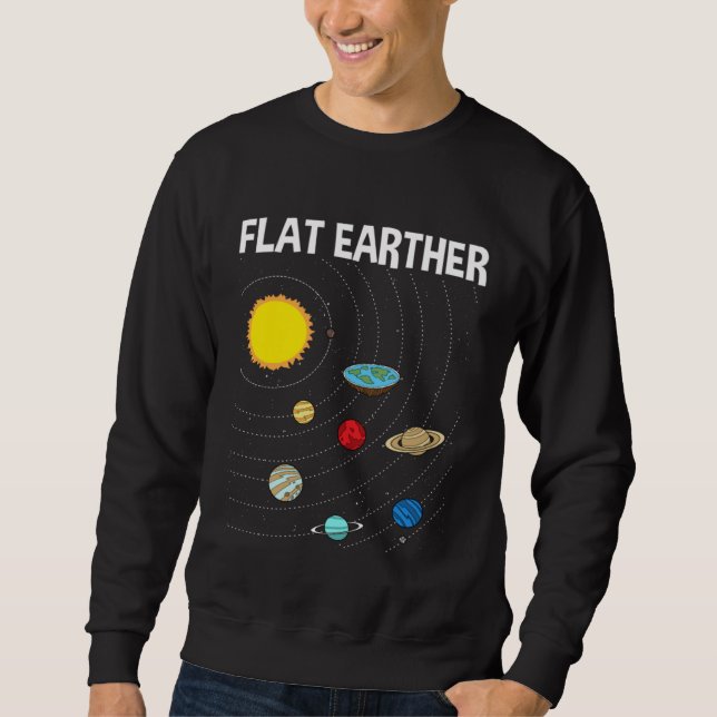 Flat Earther Flat Earth Map Conspiracy  1 Lång Ärmad Tröja (Framsida)