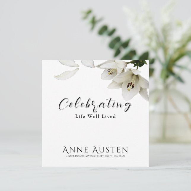 Flat Funeral Thank You Card - Editable  Tack Kort (Stående Fram)