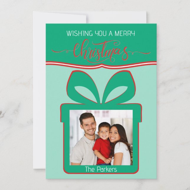 Flat gratulationskort för Photo God jul Kort (Framsida)