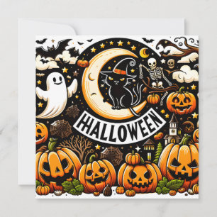 Flat Halloween-hälsningskort Kort