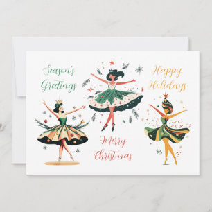 Flat Helgdag-kort för jultomten Ballerinas Julkort