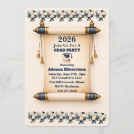 Flat Holiday Card- Editable Scroll Grad Invitation Julkort