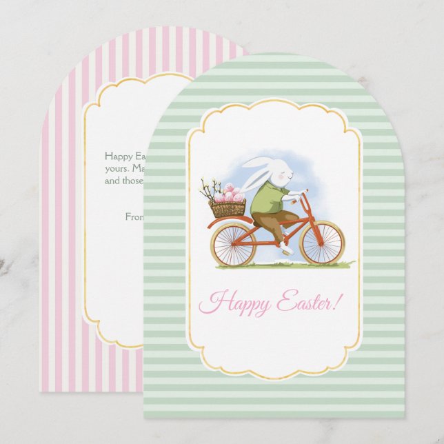 Flat Holiday Card "Happy Easter" . Inbjudningar (Fram/baksida)