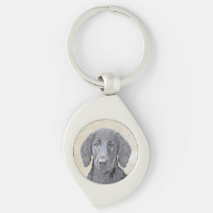 Flat Jackat återgivningsfärg - Originalbild av Hun Swirl Silverfärgad Nyckelring