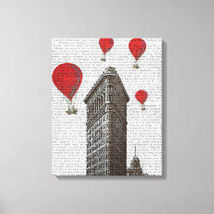 Flat Järn Byggnad och Röda Luftballonger Canvastryck