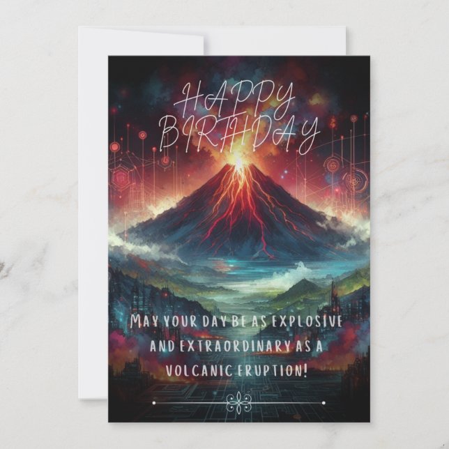 Flat kort för grattis på födelsedagen Volcano (Framsida)