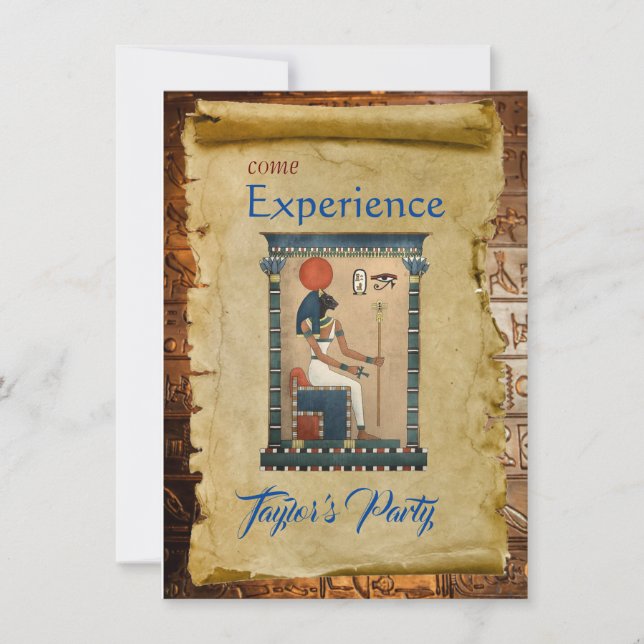 Flat-kort för inbjudan till egyptiska Themparts-de (Framsida)