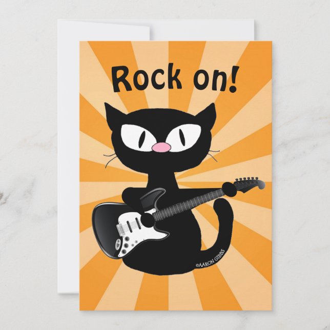 Flat kort - Sten på! Guitar Rocker Cat (Framsida)