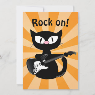 Flat kort - Sten på! Guitar Rocker Cat