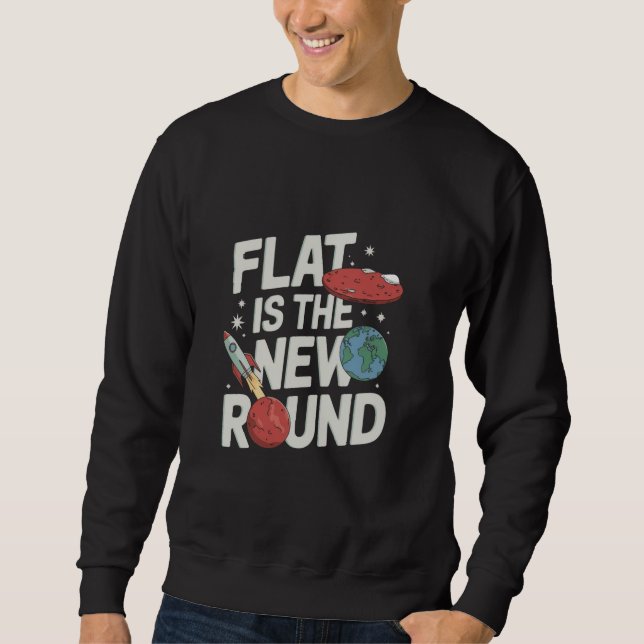 Flat Mars Society Funny Sarcastic Science Planet Lång Ärmad Tröja (Framsida)