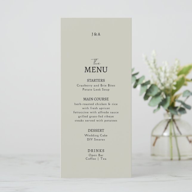 Flat Menu bröllop Minimalist modern. Meny (Stående Fram)
