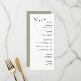 Flat Menu bröllop Minimalist modern. Meny