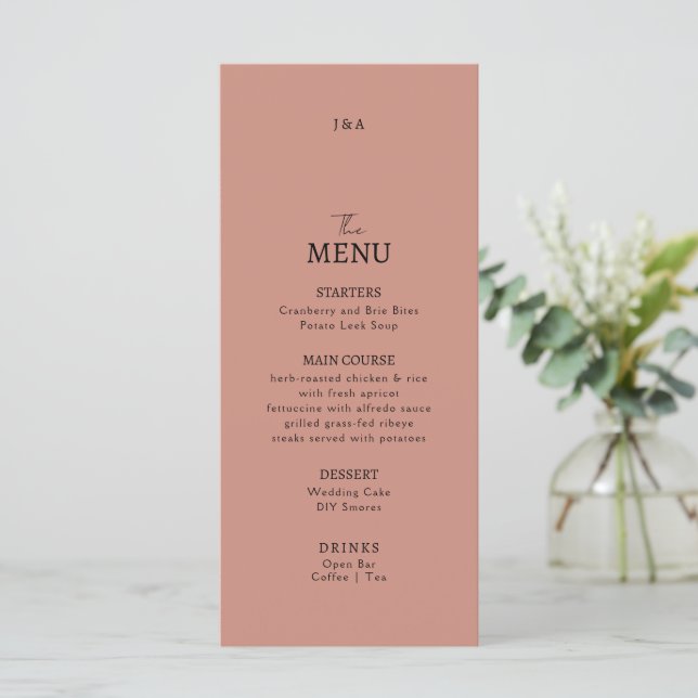 Flat Menu bröllop Minimalist modern. Meny (Stående Fram)
