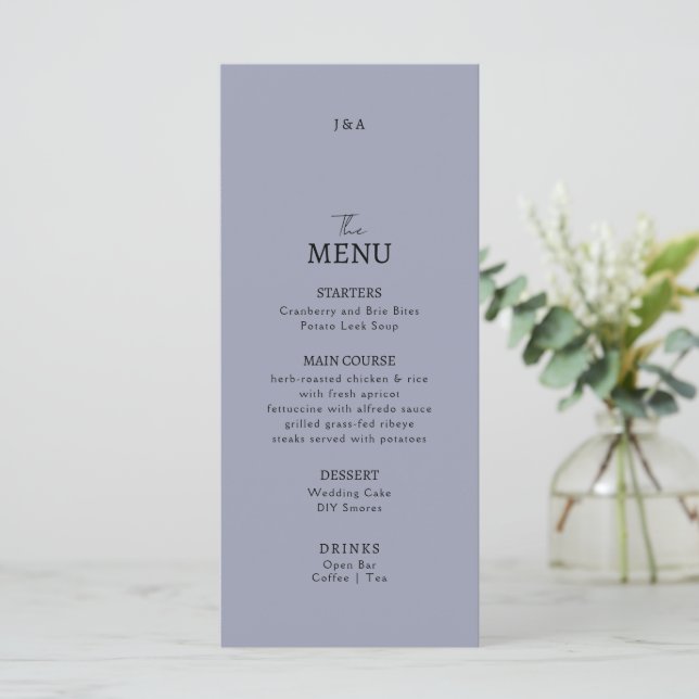 Flat Menu bröllop Minimalist modern. Meny (Stående Fram)