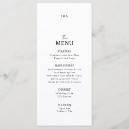 Flat Menu bröllop Minimalist modern. Meny