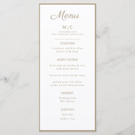 Flat Menu bröllop Minimalist modern. Meny
