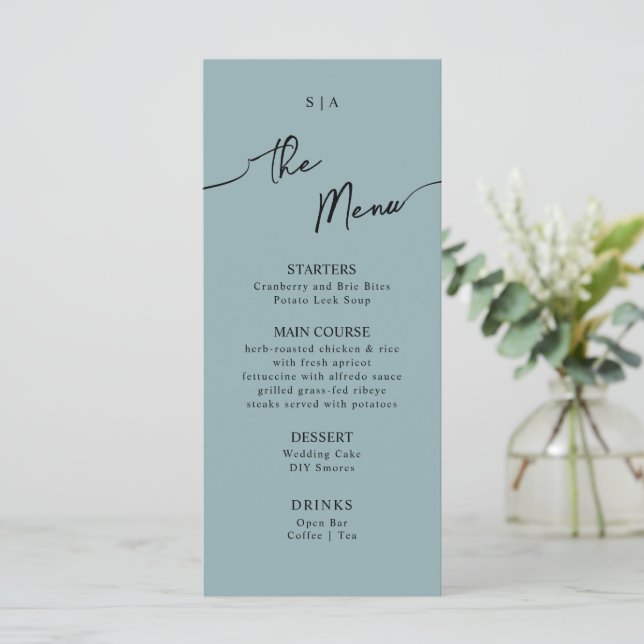 Flat Menu för Boho Bröllop. Meny (Stående Fram)