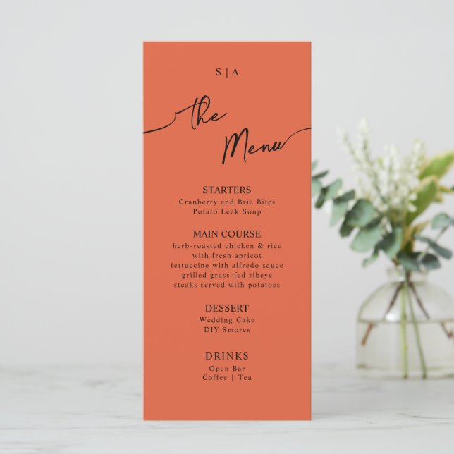 Flat Menu för Boho Bröllop. Meny (Stående Fram)