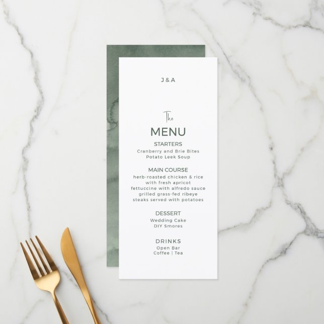 Flat Menu wedding Minimalist modern.  Meny (Fram/Back In Situ)