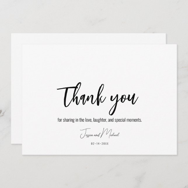 💍 Flat Minimalist-Elegant Tack Kort (Fram/baksida)