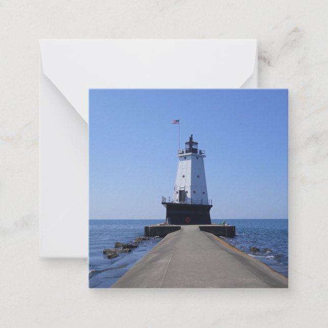 Flat Note Card (MI) för North Pierhead Lighthouse Anteckningskort (Framsida)