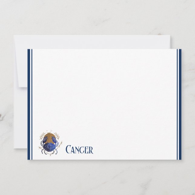 Flat Note Card-Zodiac Cancer Anteckningskort (Framsida)