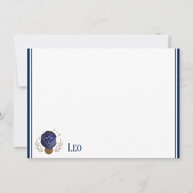 Flat Note Card-Zodiac Leo Anteckningskort (Framsida)
