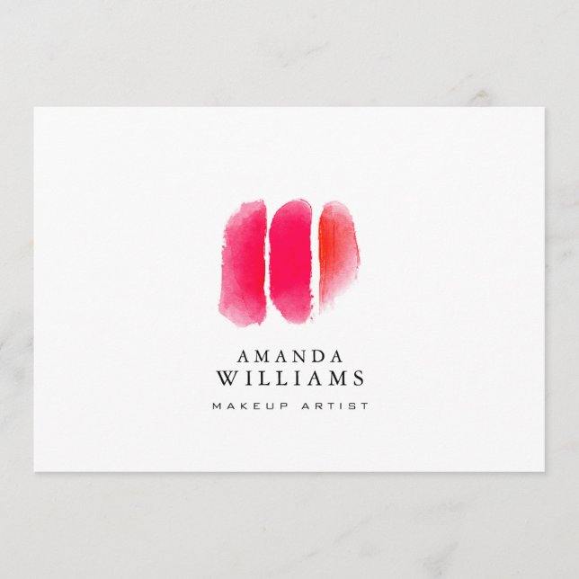 Flat notecard, röd vattenfärg Makeup-färgrutor Anteckningskort (Framsida)