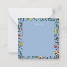 FLAT NOTECARD: WILLIAM MORRIS "BLUE POMEGRANATES" ANTECKNINGSKORT