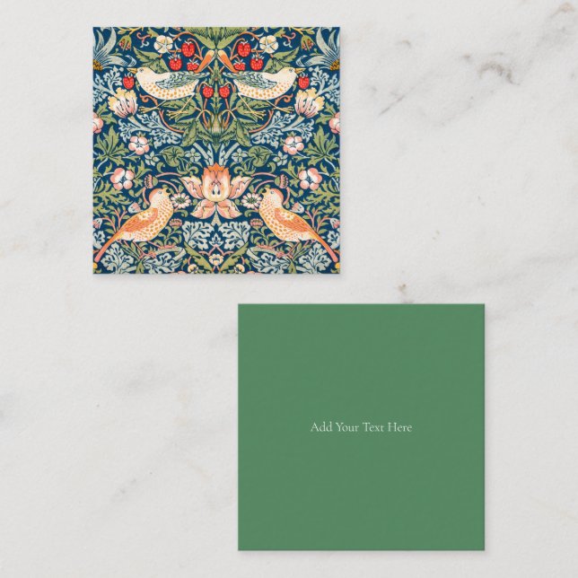 FLAT NOTECARD: WILLIAM MORRIS STRAWBERRY THIEVES ANTECKNINGSKORT (Fram/baksida)