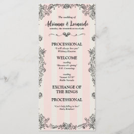 Flat Paris-Chicen Ornate Rosa Rand Bröllop Program