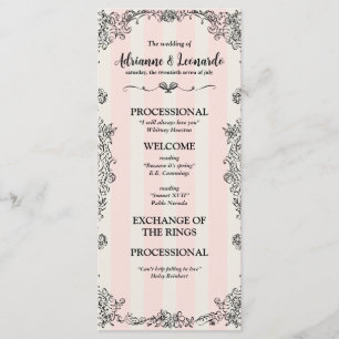 Flat Paris-Chicen Ornate Rosa Rand Bröllop Program