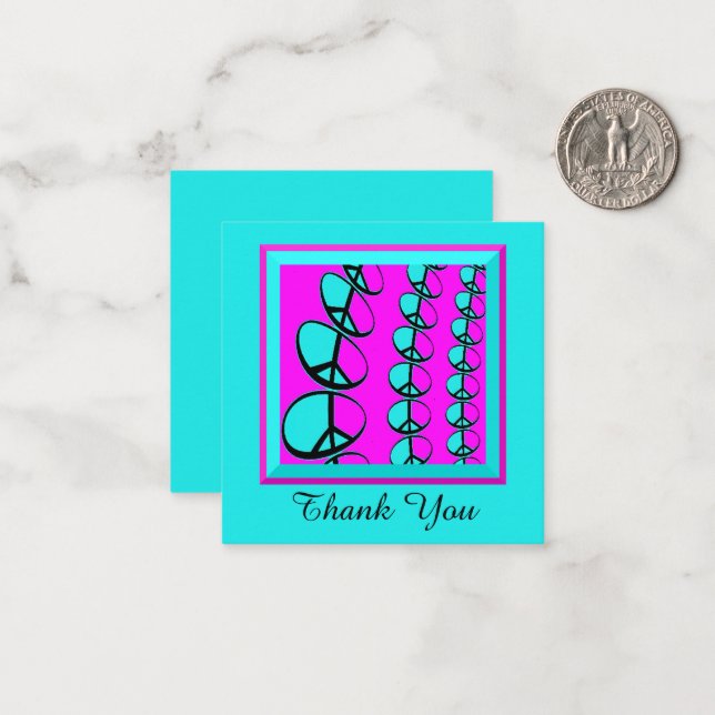 Flat Peace Signs Thank You Cards Anteckningskort (Fram/Back In Situ)