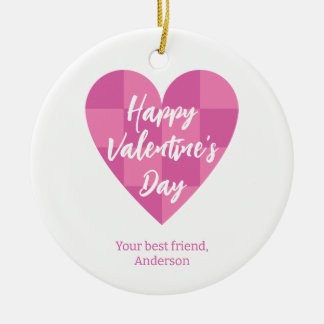 Flat Rosa Glad Alla hjärtans dag Julgransprydnad Keramik
