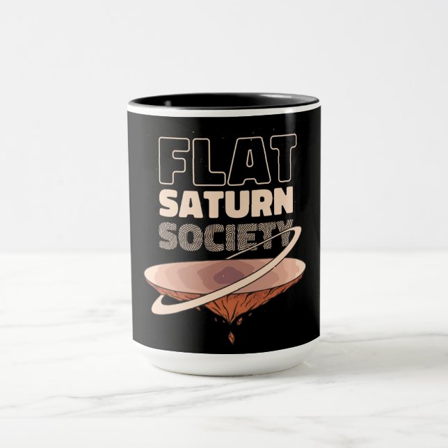 Flat Saturn Society - Vetenskaplig Design Mugg (Center)