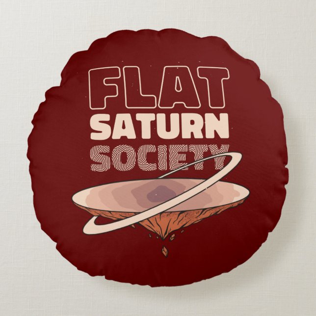 Flat Saturnus - Vetenskapsdesign Rund Kudde (Framsidan)