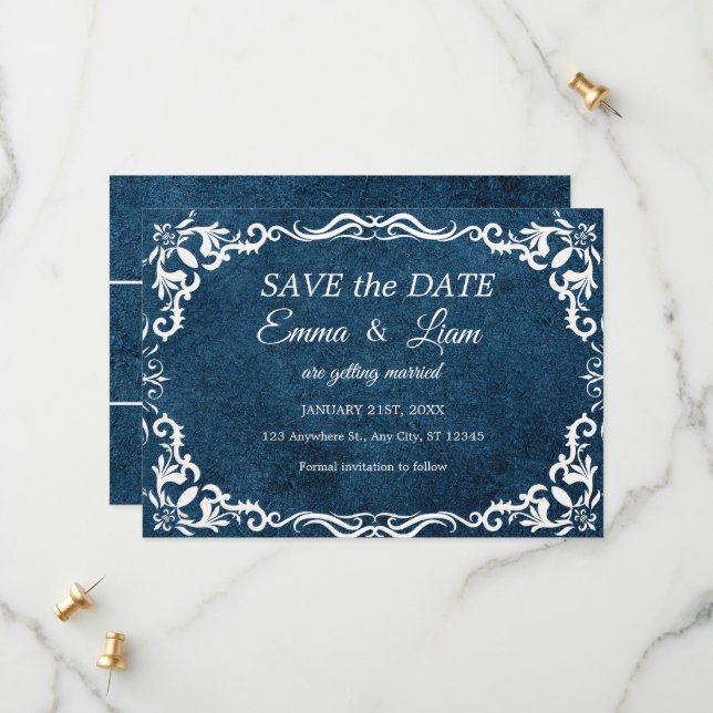 Flat Save The Date Card Spara Datumet (Fram/Back In Situ)