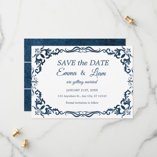 Flat Save The Date Card Spara Datumet (Fram/Back In Situ)