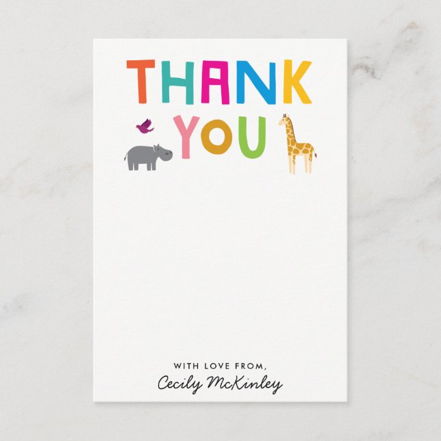 Flat-Tackkort-kort för afrikanska djur Anteckningskort (Framsida)