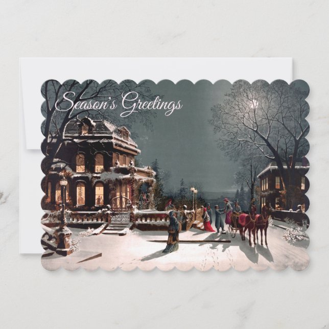 Flat Viktorianskt julljullekort med fotopatkort Pa Julkort (Framsida)