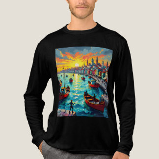 flat waves, crowds, boats, city t shirt
